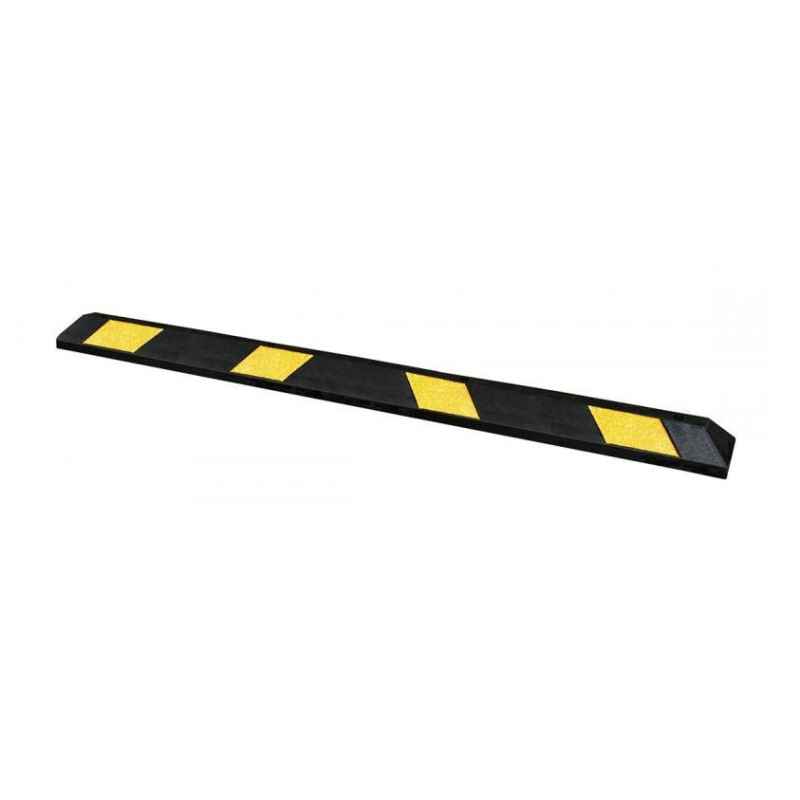 Butée De Parking Caoutchouc 500mm | Noir Et Jaune Réfléchissant | 4 Réflecteurs, Passe-Câbles | Pour Garage, Parking